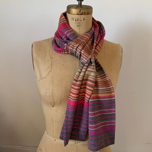 Echo merino wool multi stripe scarf 5.5 x 74in